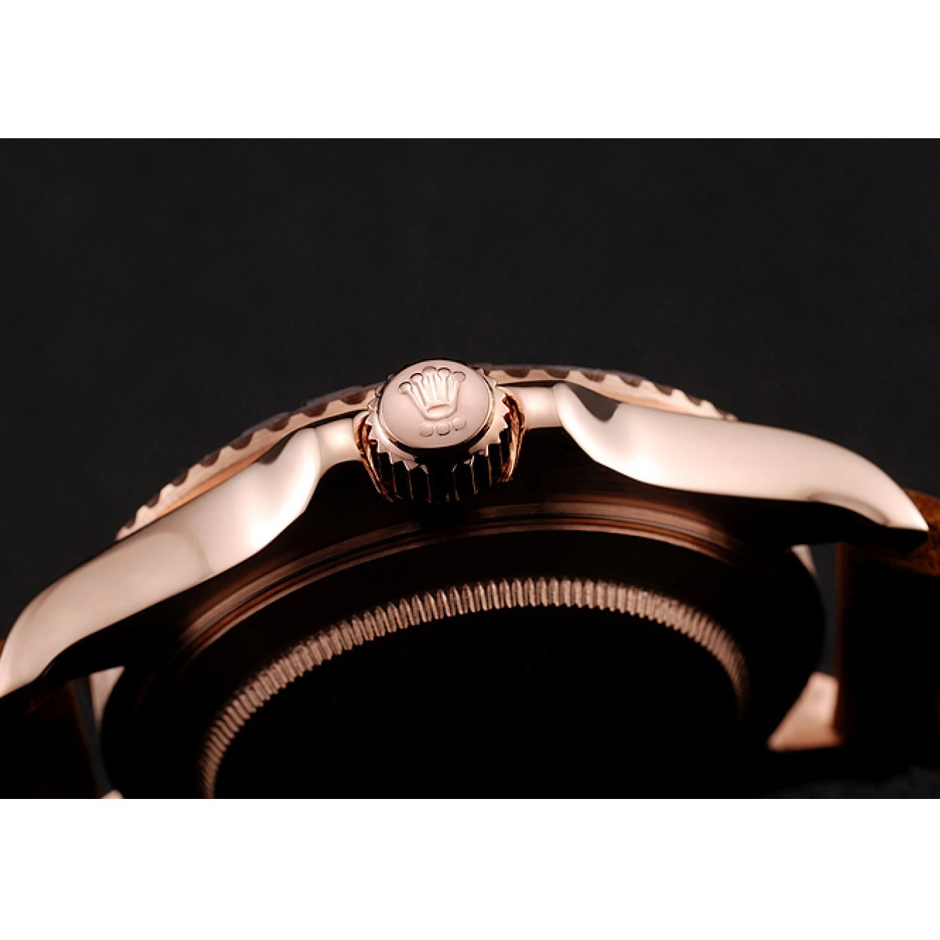 AAA replica watch Case Leather Gold Master Dial Yacht Brown Black Bracelet 1453861 Rolex Rose 0626